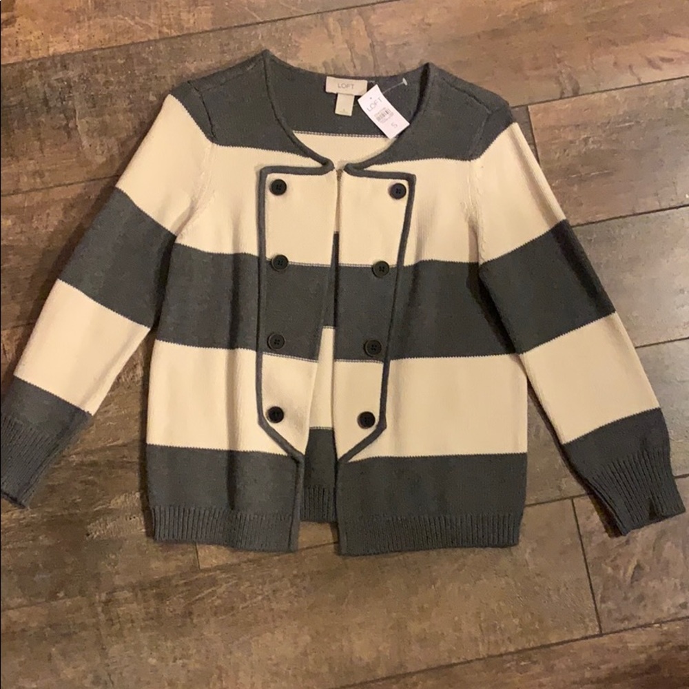 NWT Grey and cream striped cardigan